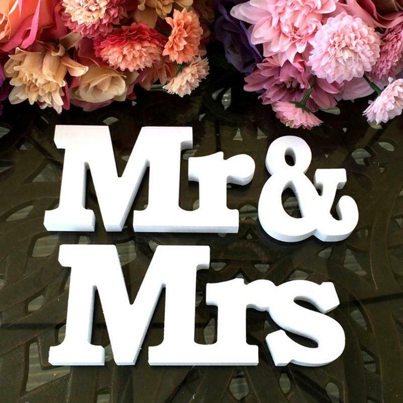 Wedding Decoration Mr & Mrs White Wooden Letters Sign For Sweetheart Table Decor