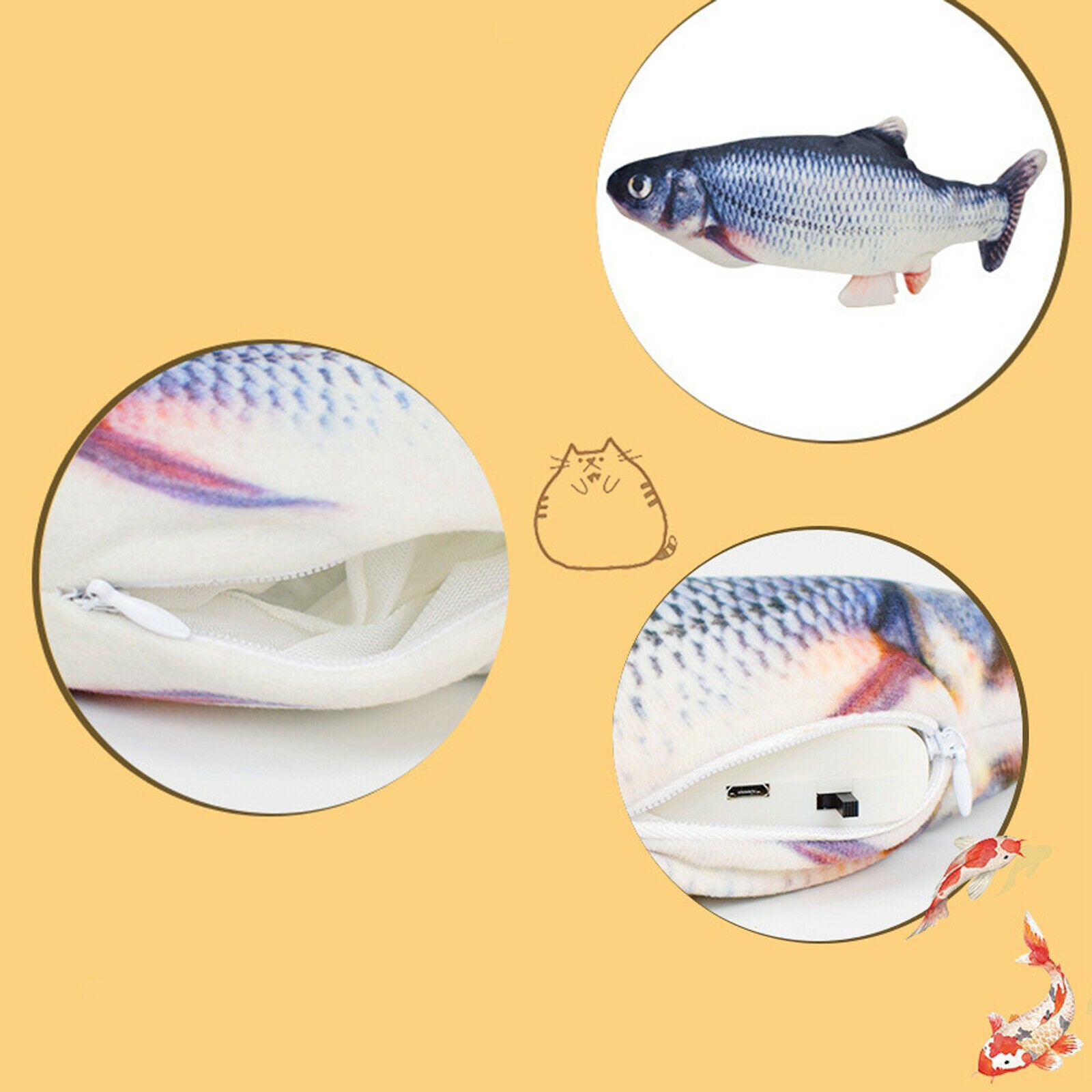 4Pieces Pet Kitty Electric Moving Fish Toys Funny Cat Kicker Cat Biting Toys