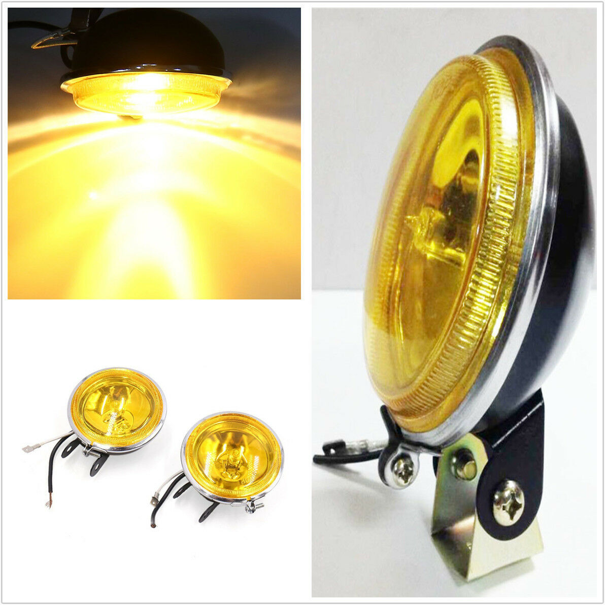3'' 12V 55W Yellow DRL Round Car Driving Fog Lamp Work Light Anti-fog Glass