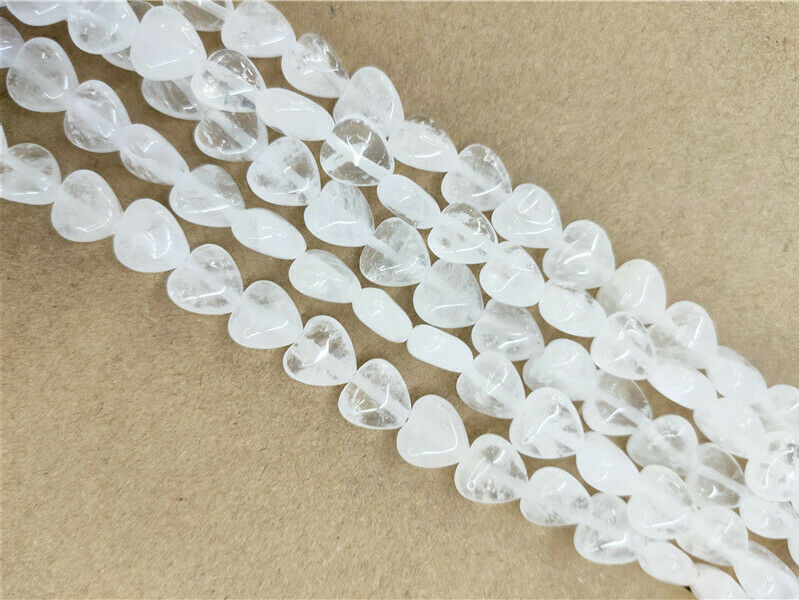 1 Strand 10x10x5mm White Cherry Quartz Love Heart Spacer Loose Beads 15.5" HH46