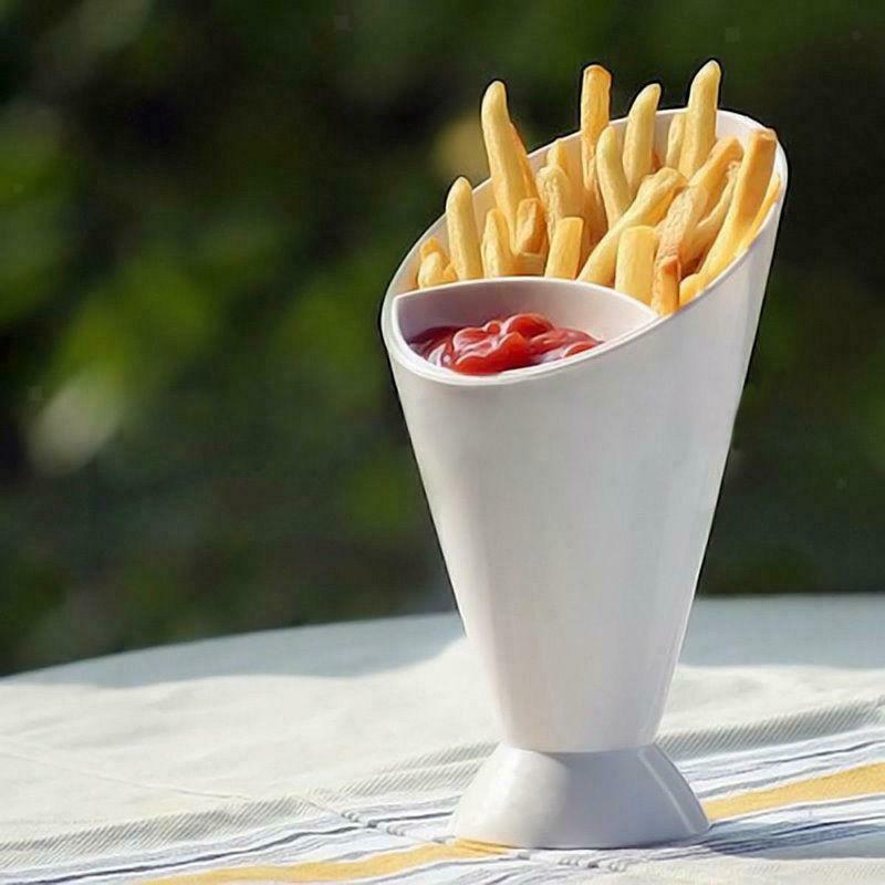 Snack Cone Stand & Dipping Sauce Holder For