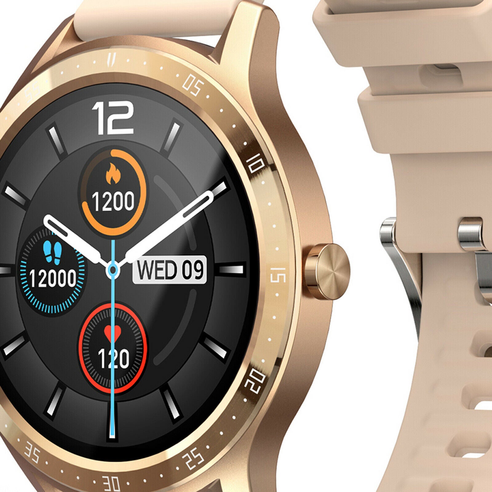 Sports Smart Watch 1.28'' IP67 Waterproof Bluetooth Call Pedometer Golden