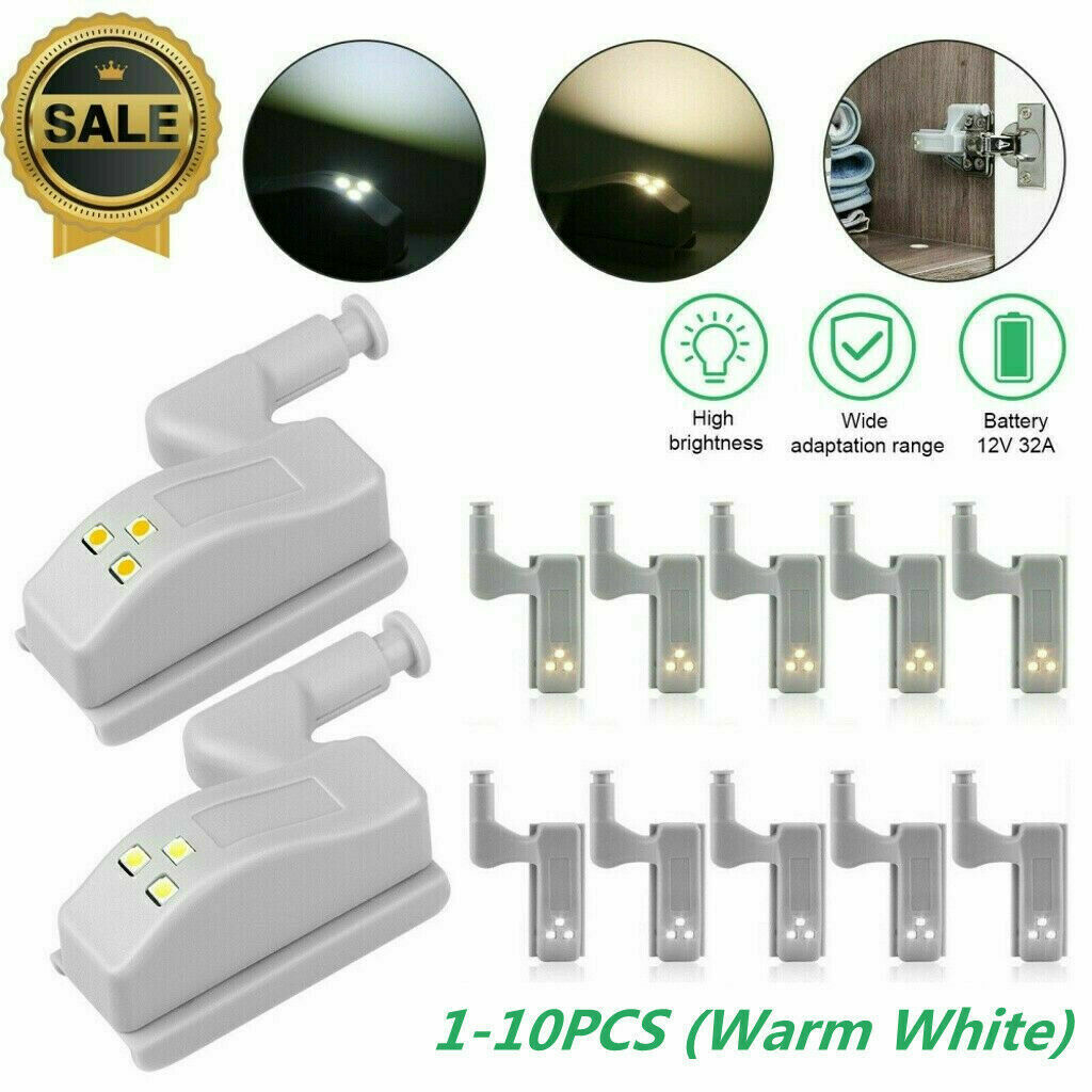 10PCS Cabinet Hinge LED Sensor Light For Wardrobe Cupboard Kitchen Door Closet