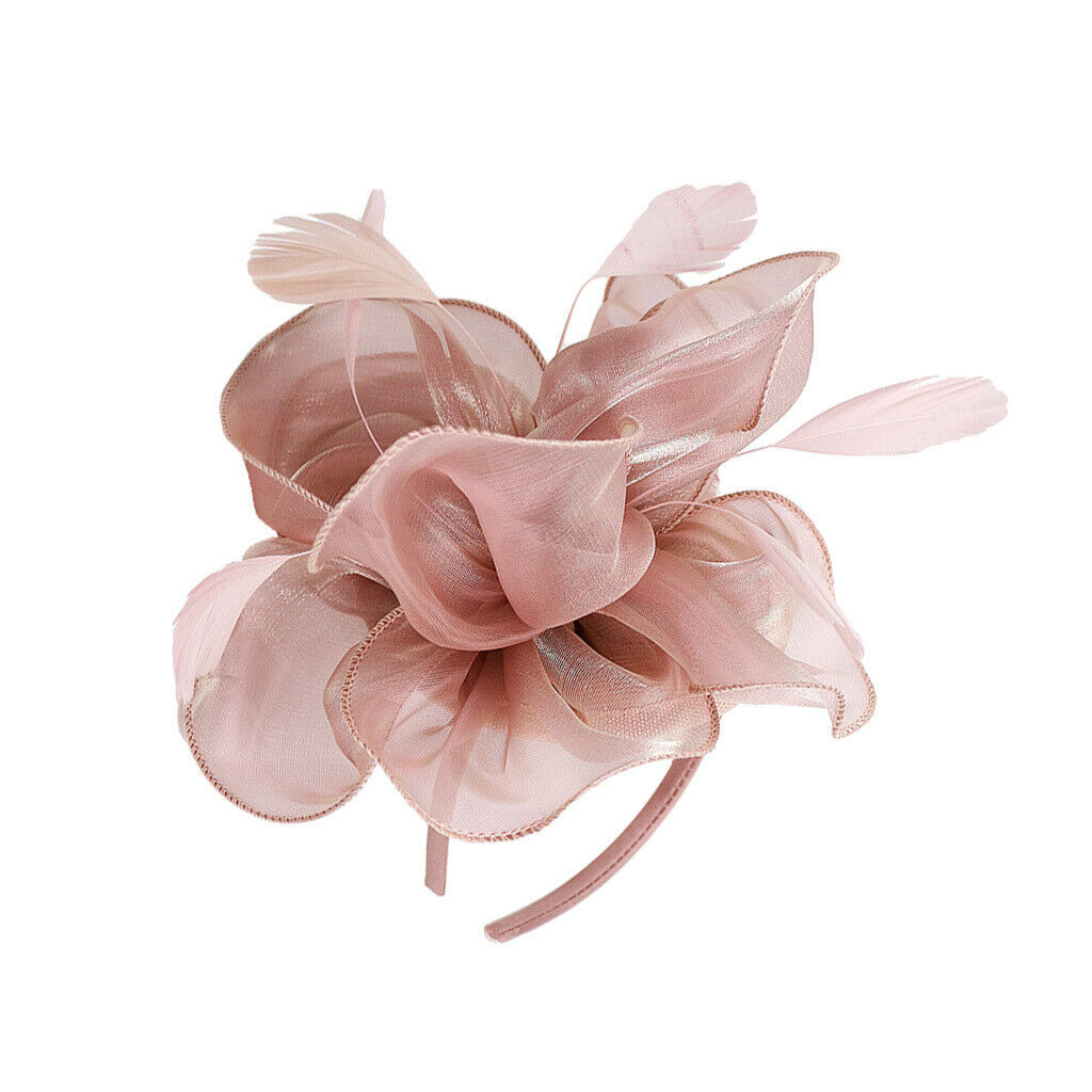 Wedding Fascinator Hat Women Feather Flower  Hair Band Church Party