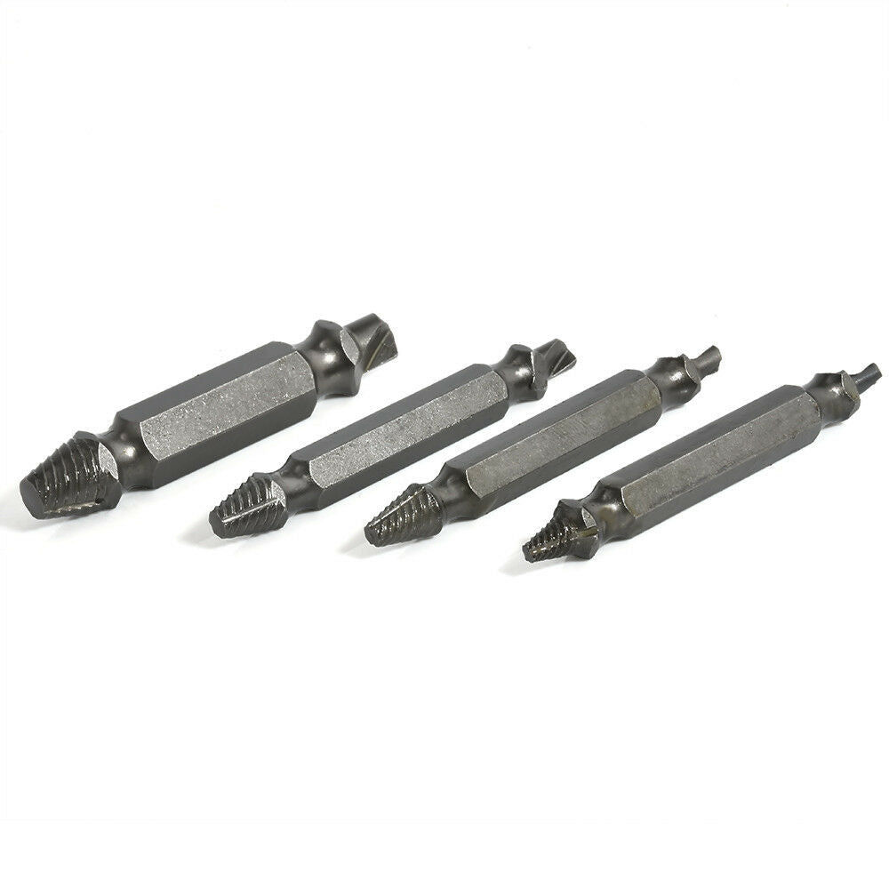 4pcs Damaged Stripped Broken Screw Extractor Drill Bits Easy Out Bolt Remover