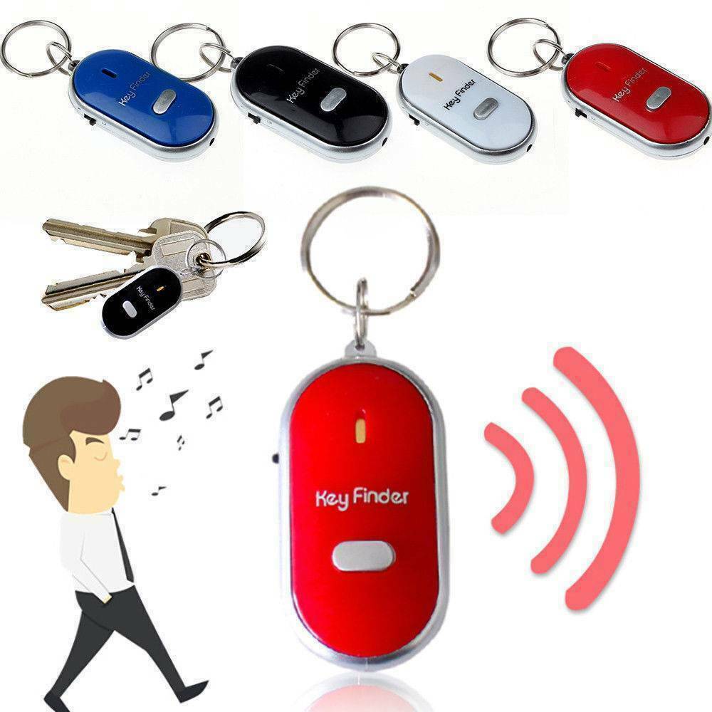 LED Torch Anti-Lost Key Finder Whistle Beep Sound Control Find Locator Keychain~