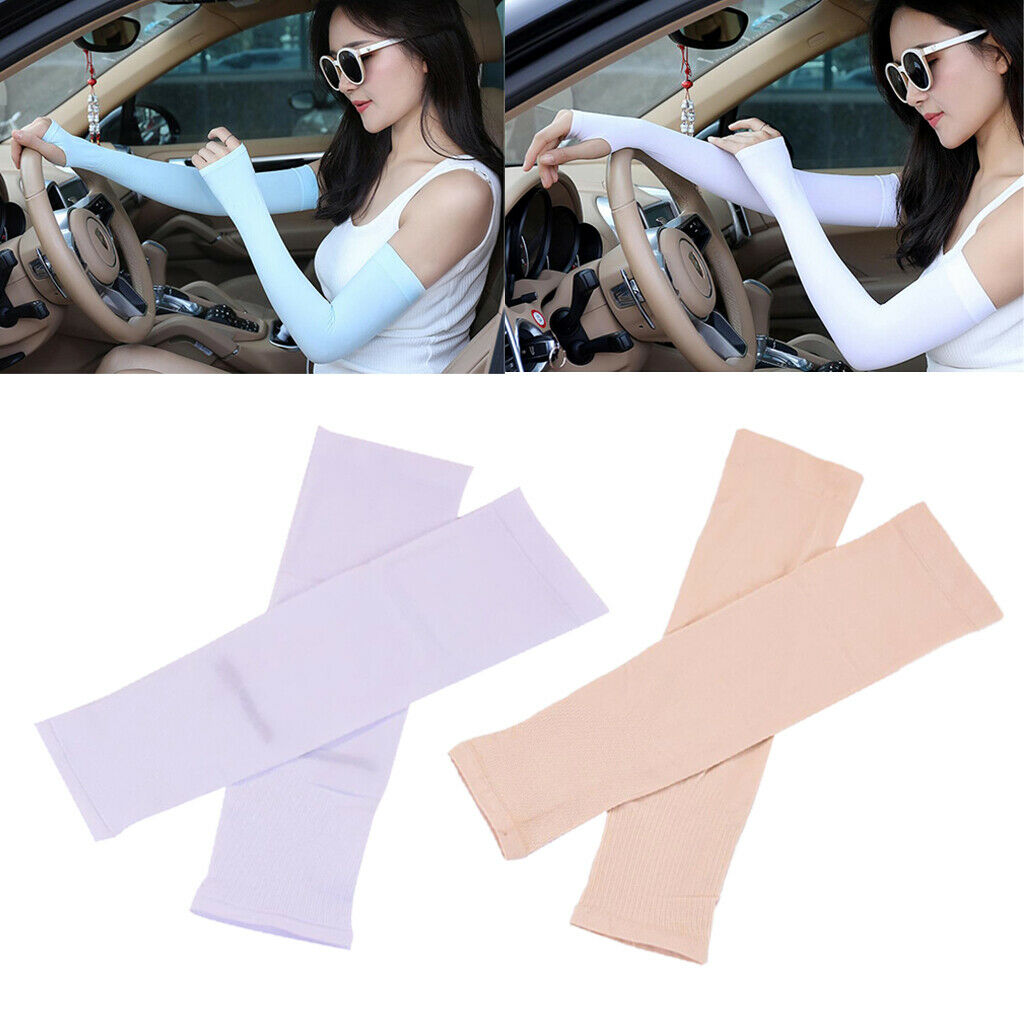 2 Pairs Outdoor Sunscreen Glove Anti UV Sun Protection Cooling Arm Sleeves