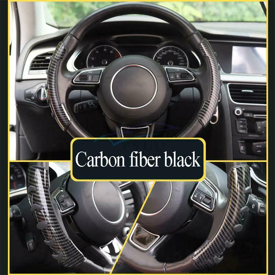 2 x Carbon Fiber Look Car Stylish Interior Non-Slip Steering Wheel Booster Cover