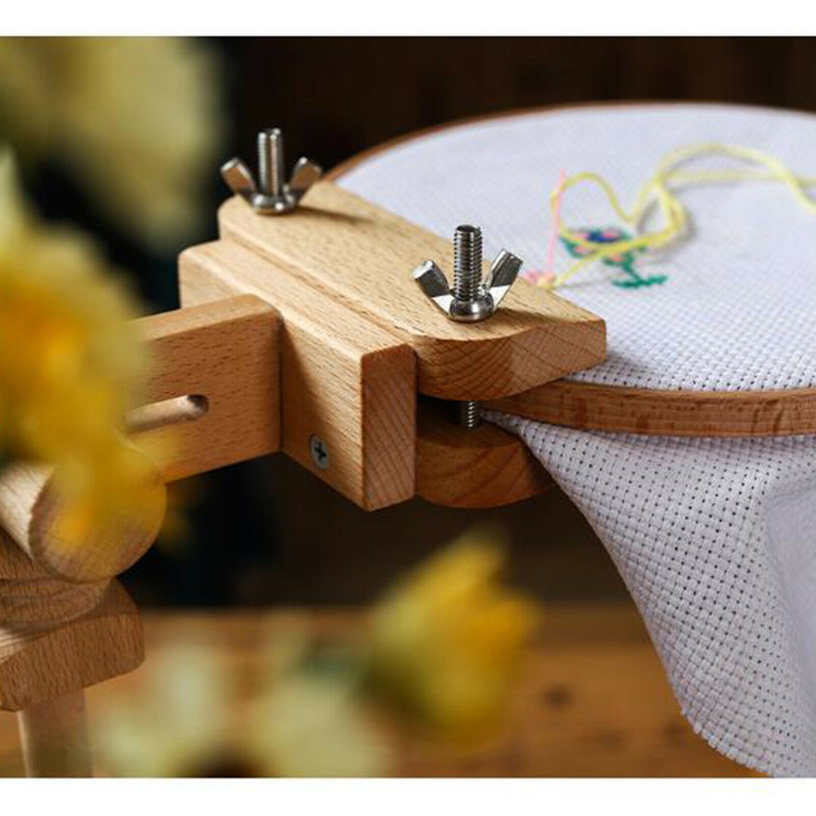 Wooden Hoop Frame Stitching with Adjustable Cross Stitch Holder