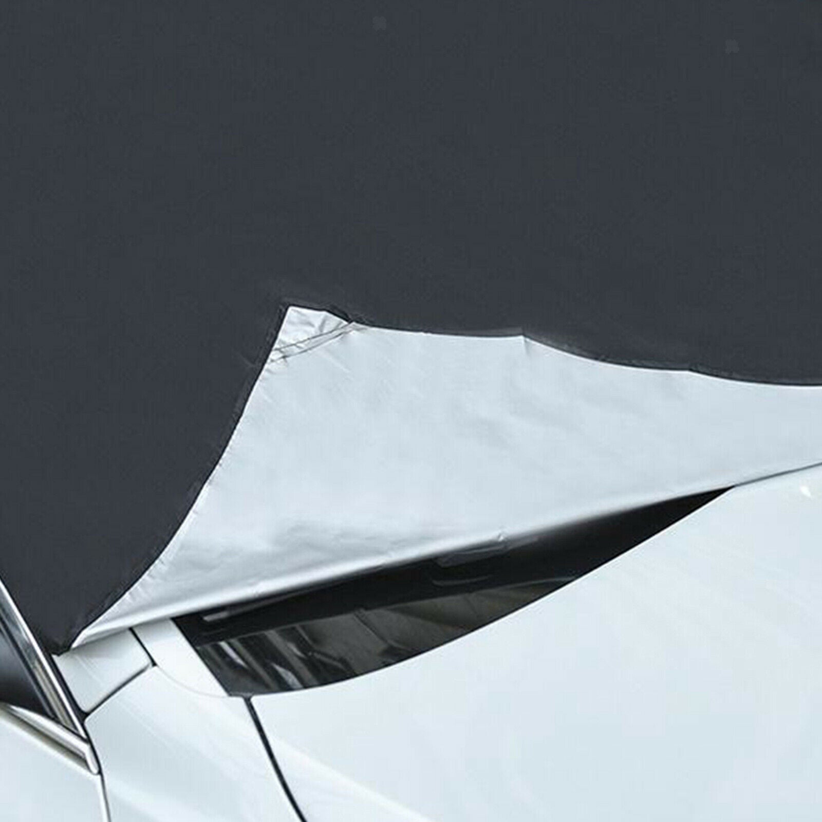 Black Front Car Windshield Snow Cover with 6 Magnetic, Wiper Protector all