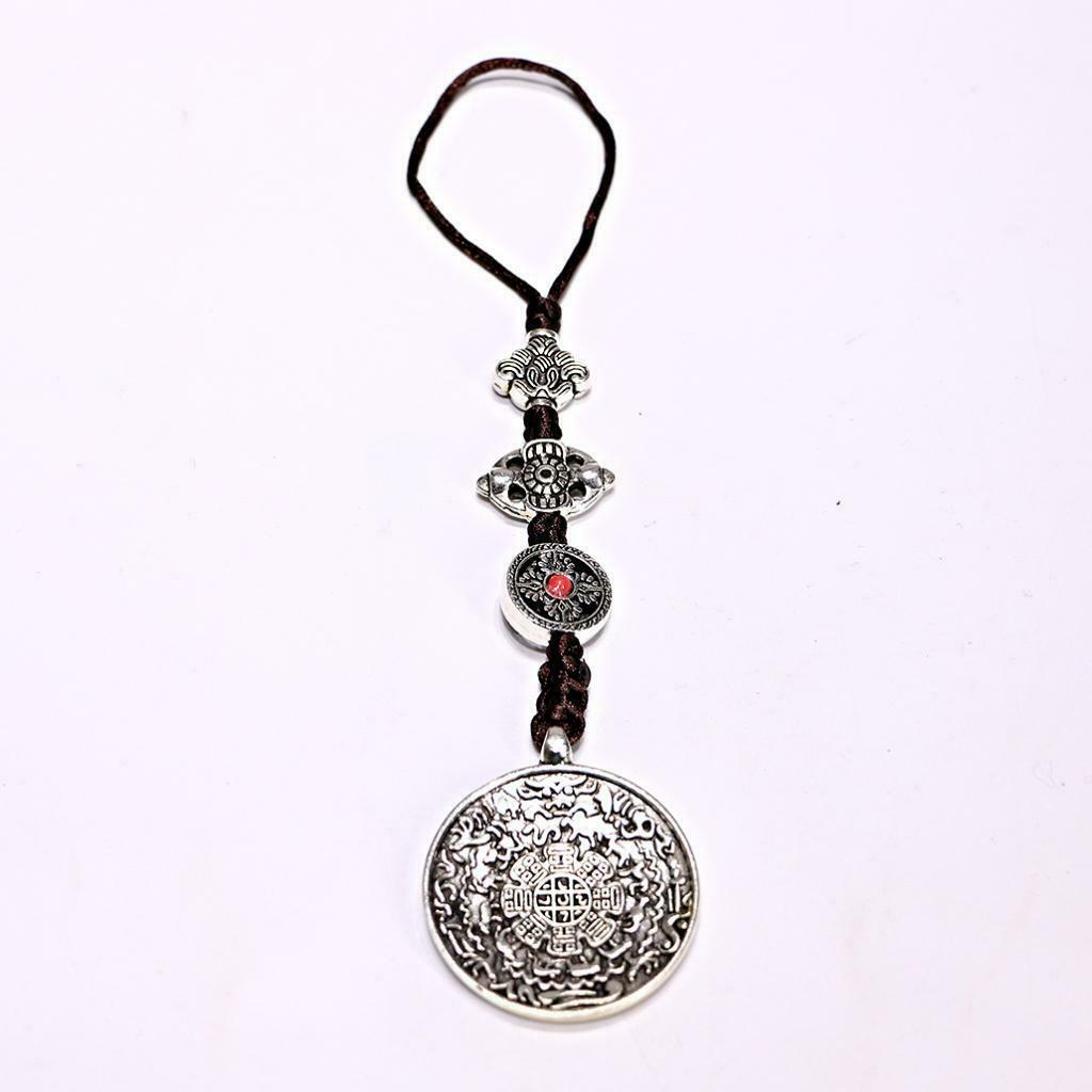 Tibetan Shamans Buddhism Copper Mirror Amulet Pendant Necklace Car Hanging L