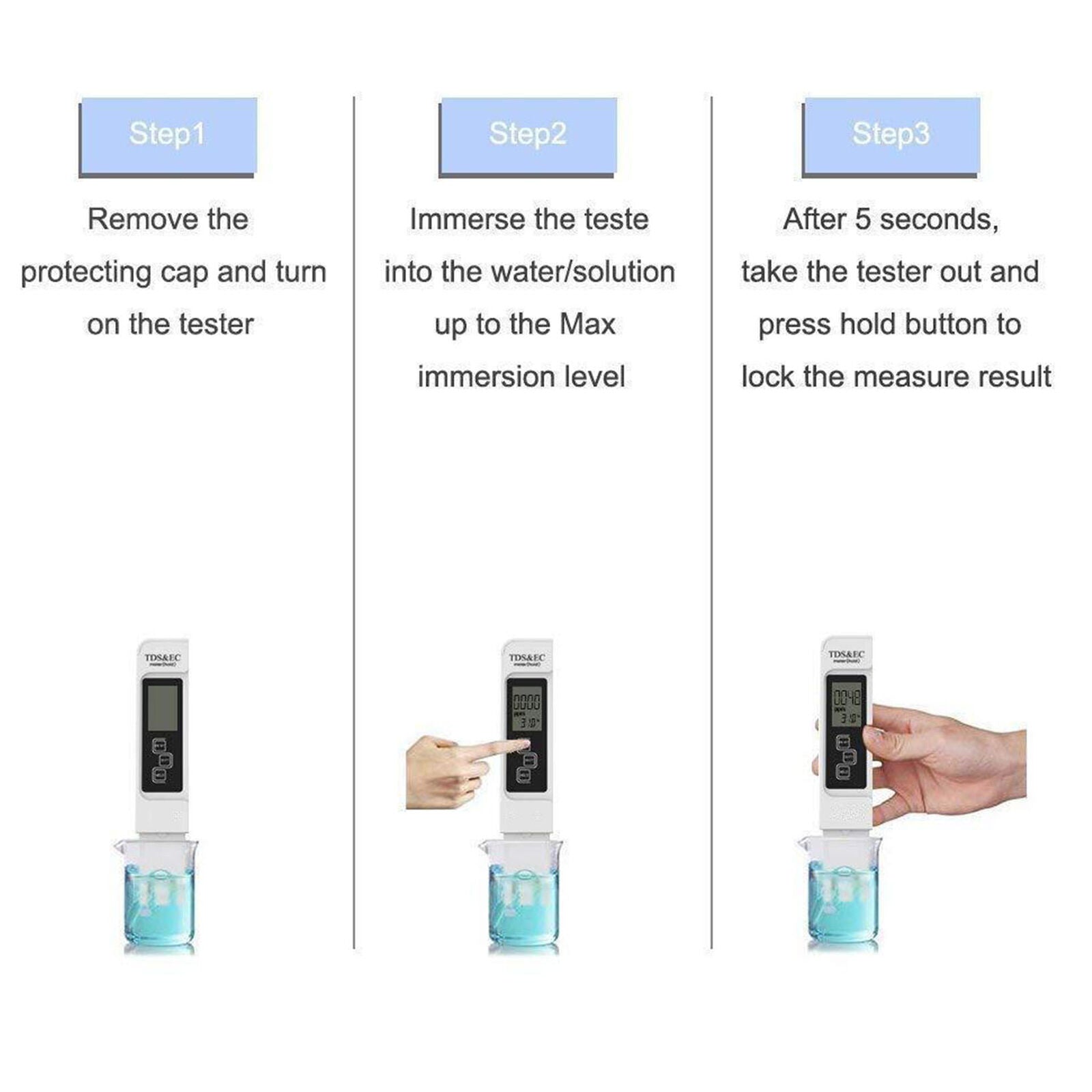 3 in1 Digital TDS EC TEMP Meter Water Quality Tester Purity Filter Pen 0-9990ppm