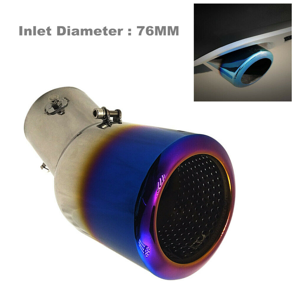 76MM Stainless Steel Car Exhaust Pipe Muffler Tips Auto Bluing Tail Throat Tube