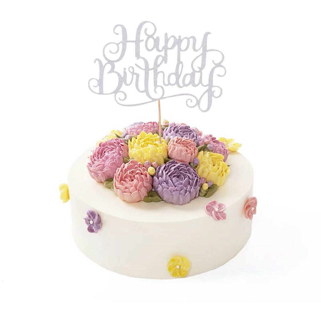 40 Pcs of Glitter Happy Birthday Cake Cupcake Topper Home Party