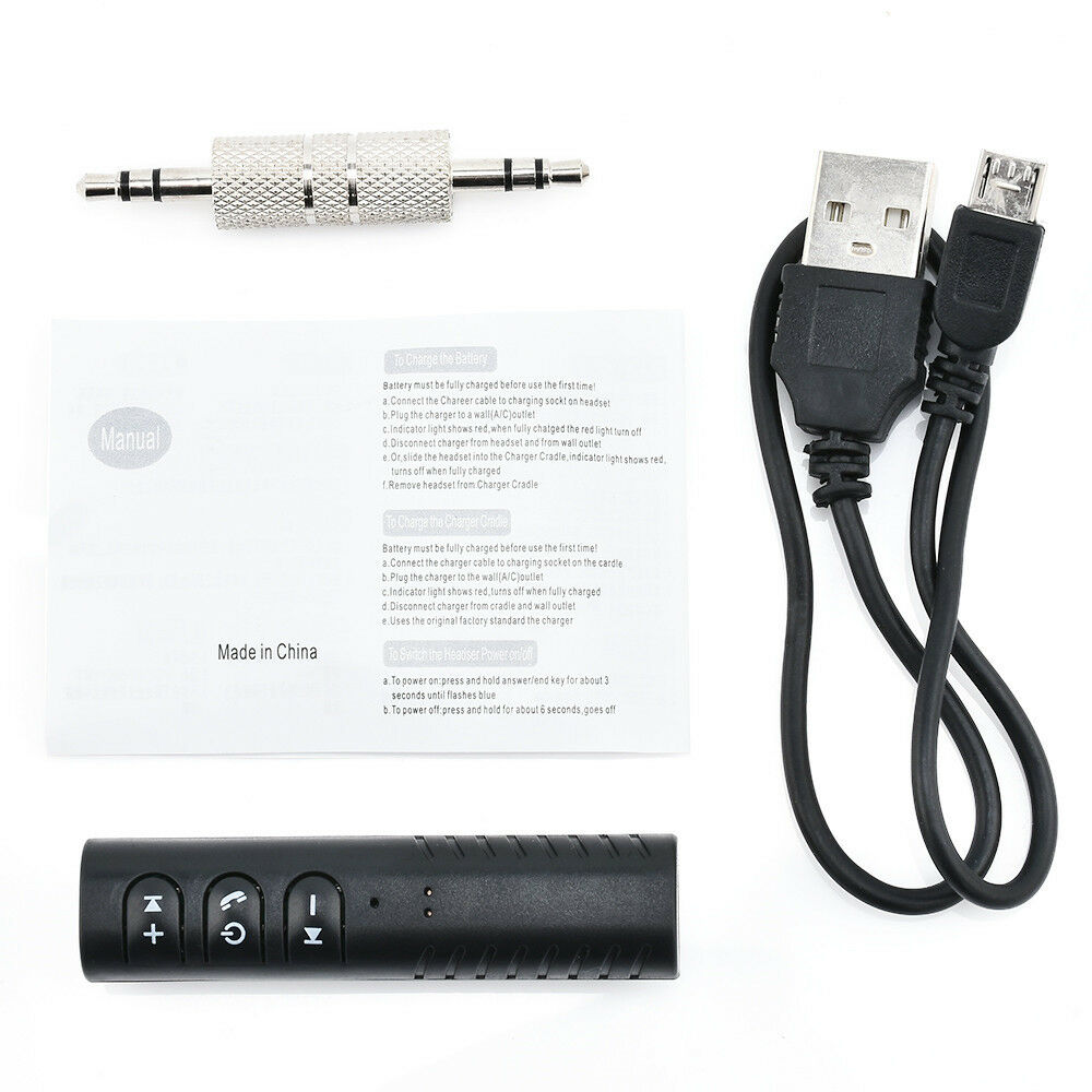 Wireless AUX Stereo Audio Music Home Car Receiver 3.5mm Adapter Mic ~