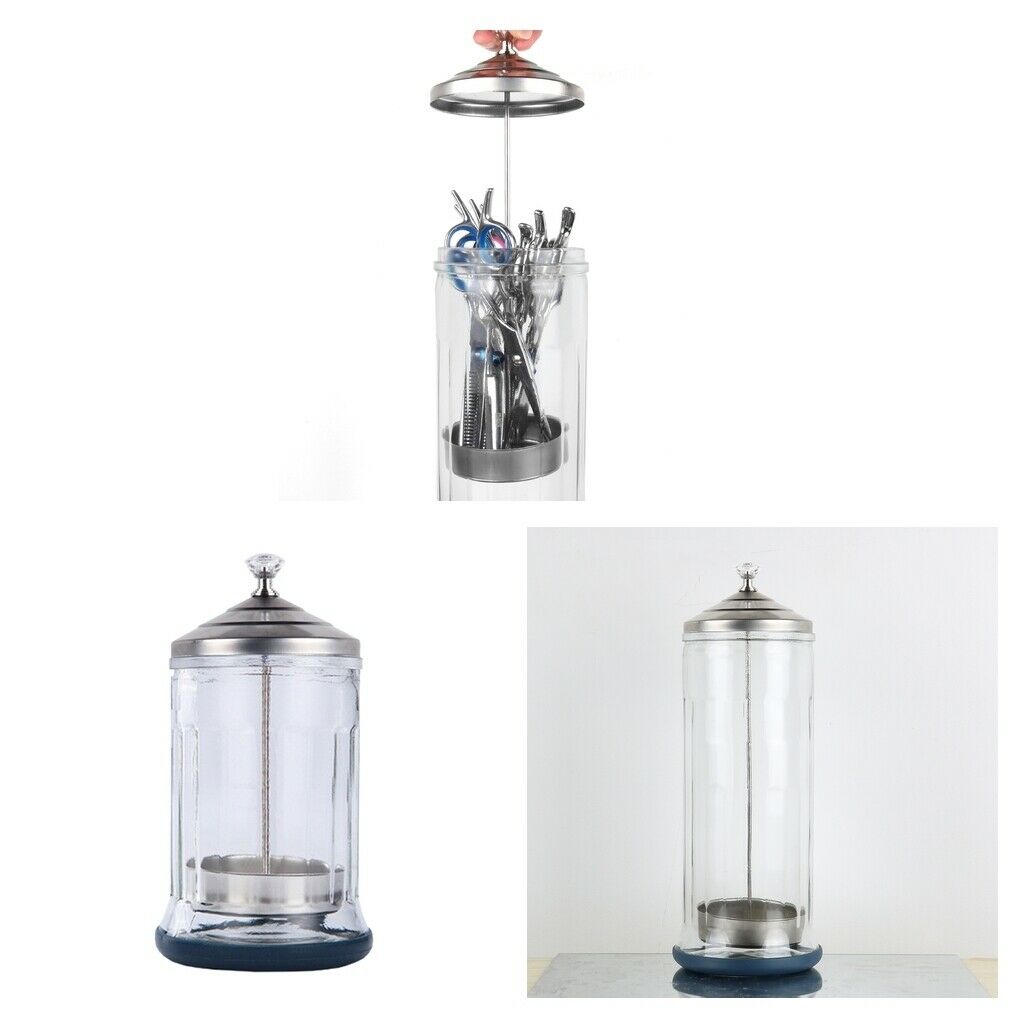 2x Disinfection Jar Clear Container Sanitizer Glass Jar for Barber Manicure