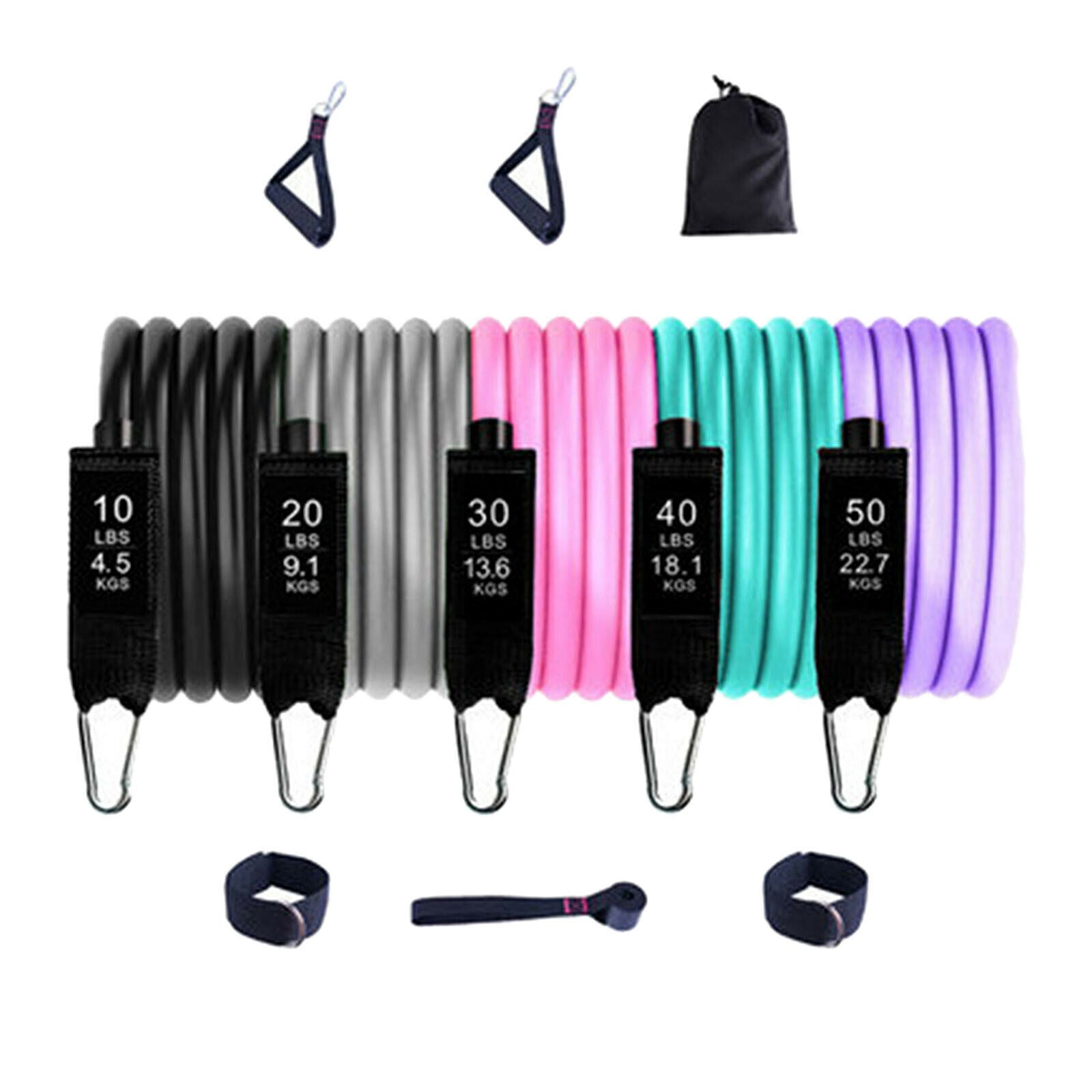 11Pcs Resistance Exercise Bands for Workout Tube Fitness Pilates Gym&Training