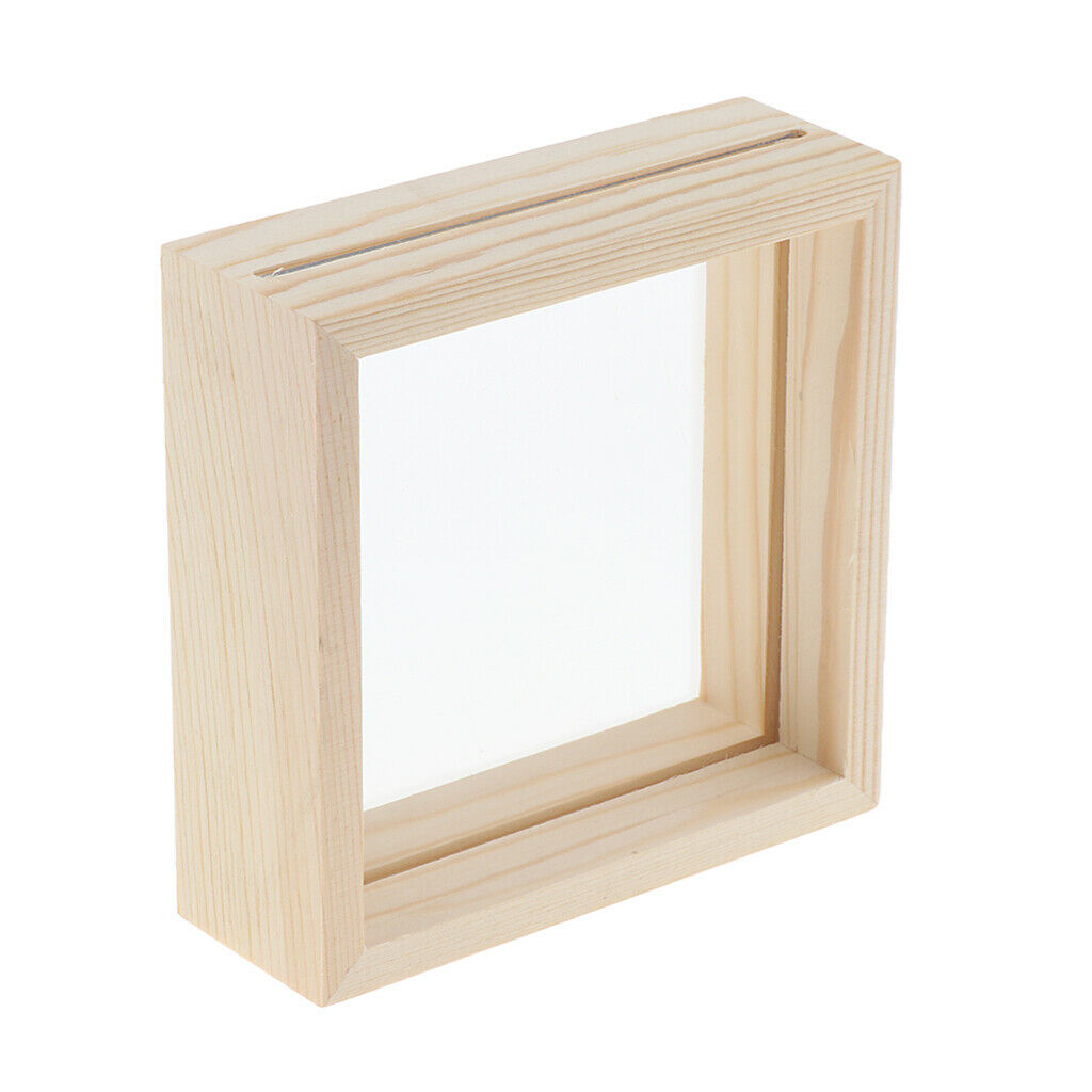 2 Pack Wooden Floating Picture Frames Specimen Frame for Double Sided Glass