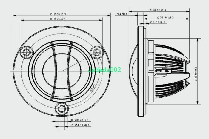 1pcs for vifa 2"inch 66mm Titanium film tweeter 4ohm 4Ω 100W Speaker Loudspeaker