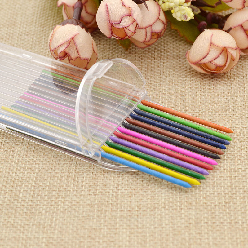 1 Set 12 Colors 2mm Lead Refills for Mechanical Pencil Stationery Painting New