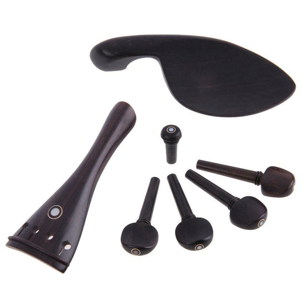 Ebony Wood 4/4 Violin Accessories Chinrest + Endpin +Tuners+Tailpiece+Peg