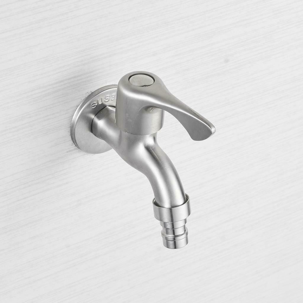 Washing Machine Faucet Cold Water Wall Tap 304 Stainless Steel Single Handle