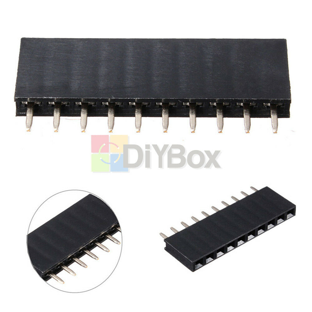 100Pcs 1x10 10 Pins Single Row Straight PCB Socket Female Header 2.54MM