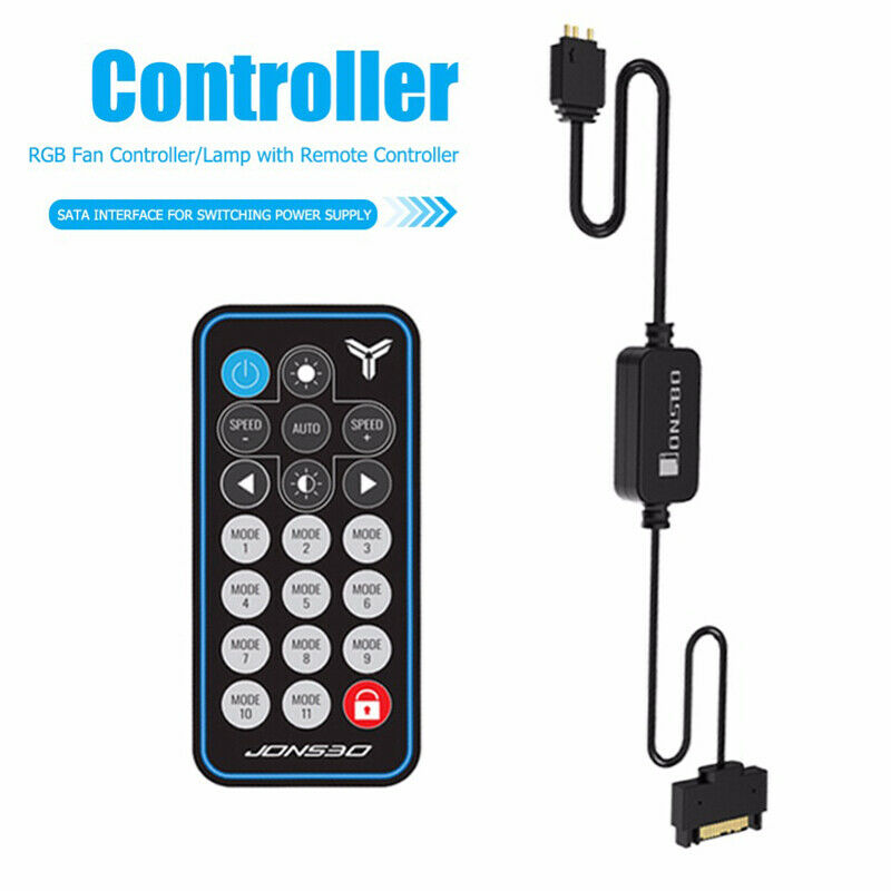 RGB Controller Remote Control 5V 3Pin SATA Power Supply Memory LED Cool Light