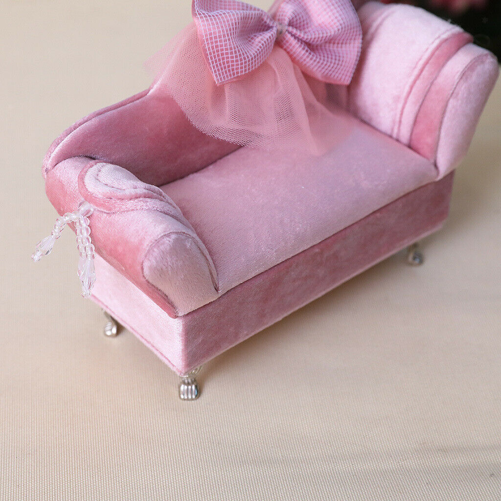 Soft Bowknot Couch Jewelry Box for Girls Travel Jewelry Organizer for