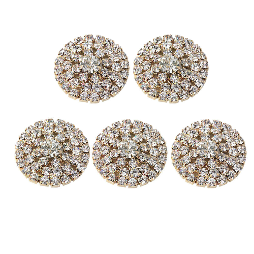 5pcs   Round   Alloy   Rhinestone   Crystal   Flatback   Craft   Buttons