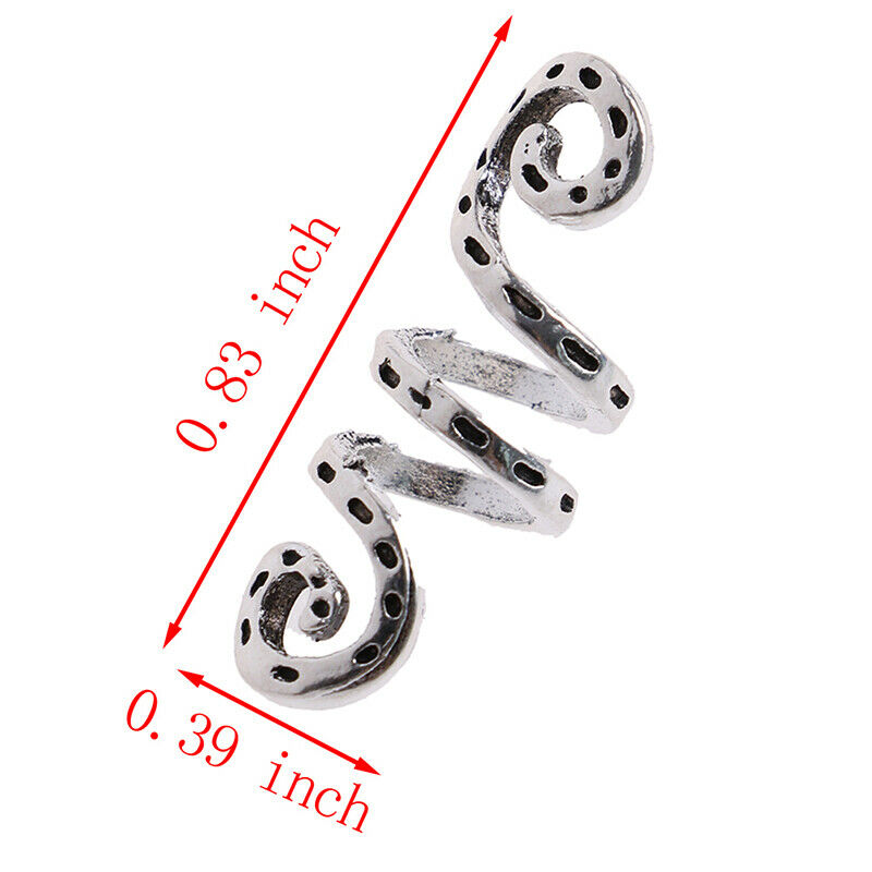 5Pc/Set Alloy Spiral Hair Braiding Dreadlock Beads Jewelry Rings Cuffs Tu.l8