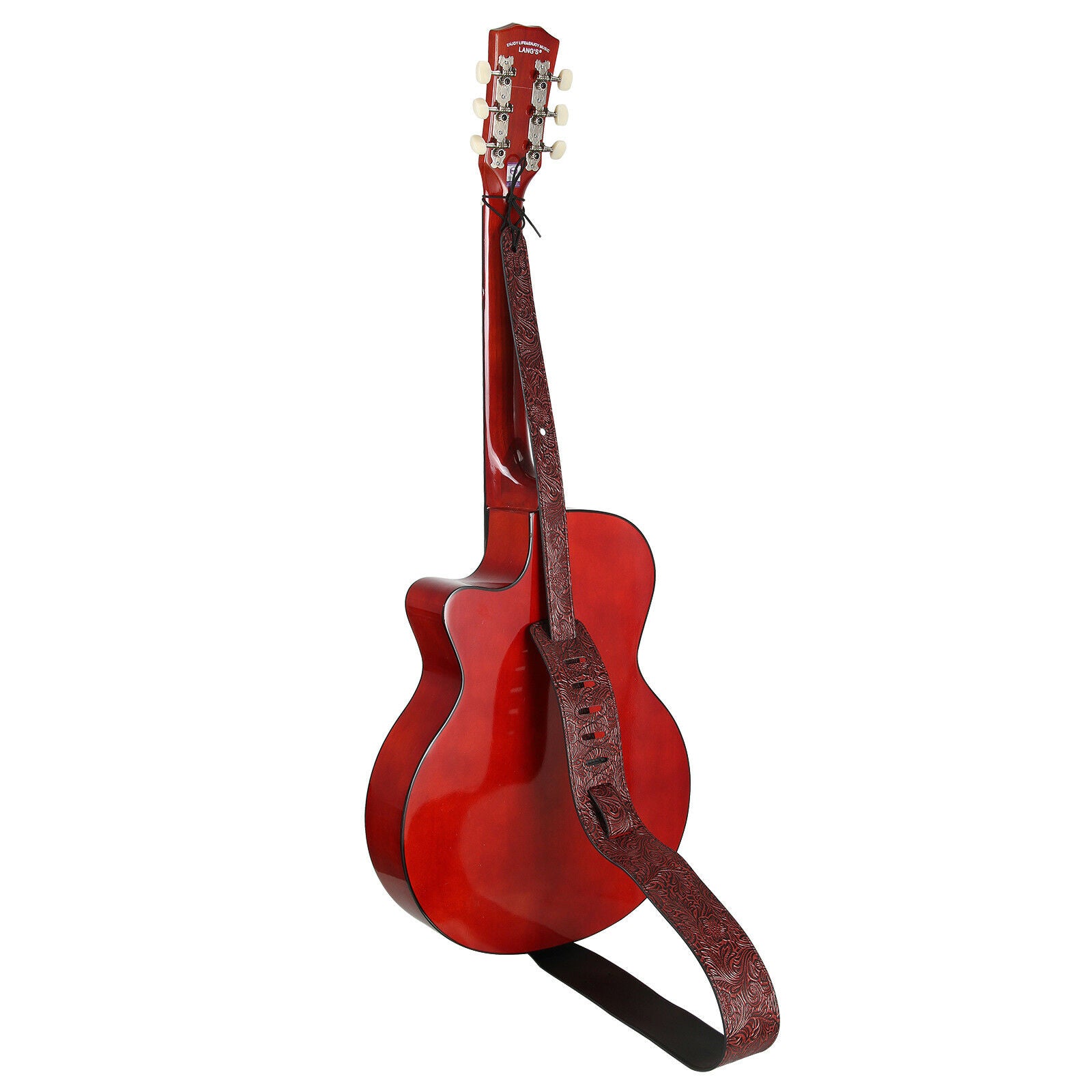 Pu Leather Guitar Strap Embossed for Acoustic Electric Bass Guitar Adjustable