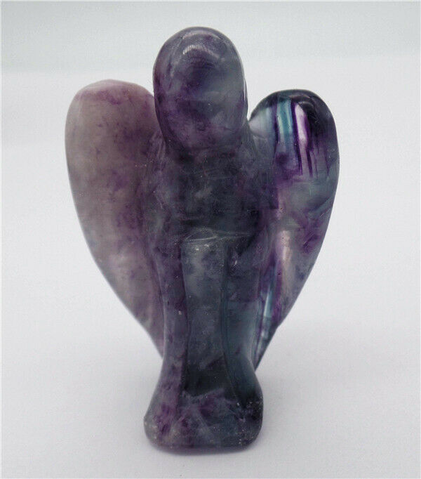 50x30x19mm Rainbow Fluorite Carved Angel Statue Reiki Healing Decoration HH8103