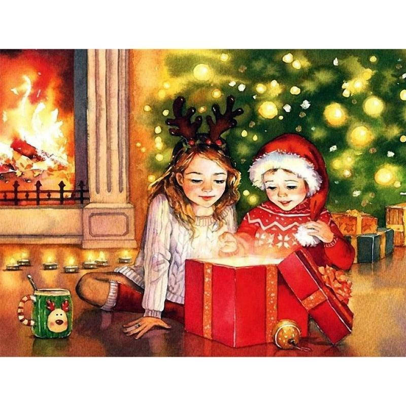 4 Sets Christmas Girl 5D Full Drill Diamond Painting Embroidery Cross Stitch Kit