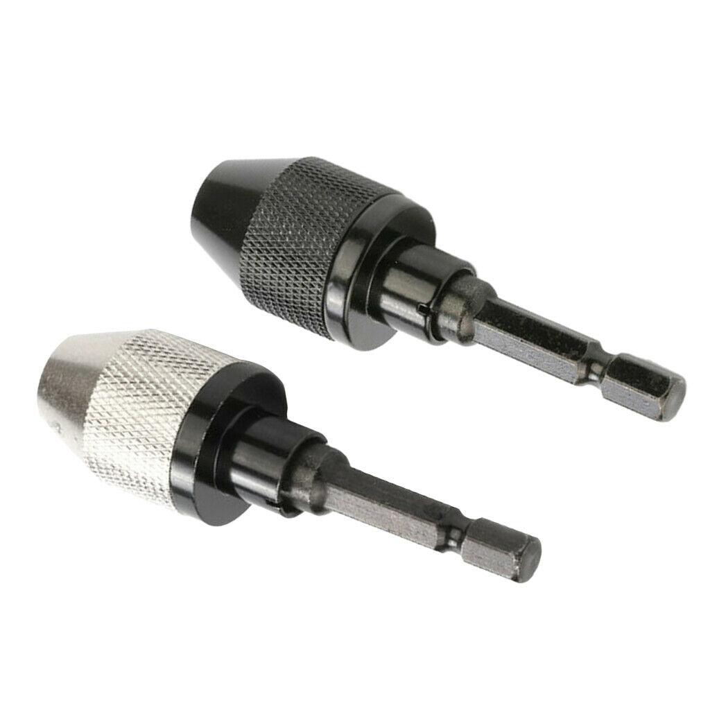 2Pcs 0.3-6.5mm Bit Drill Chuck Adapter Impact Drive Shank Quick Change Holder
