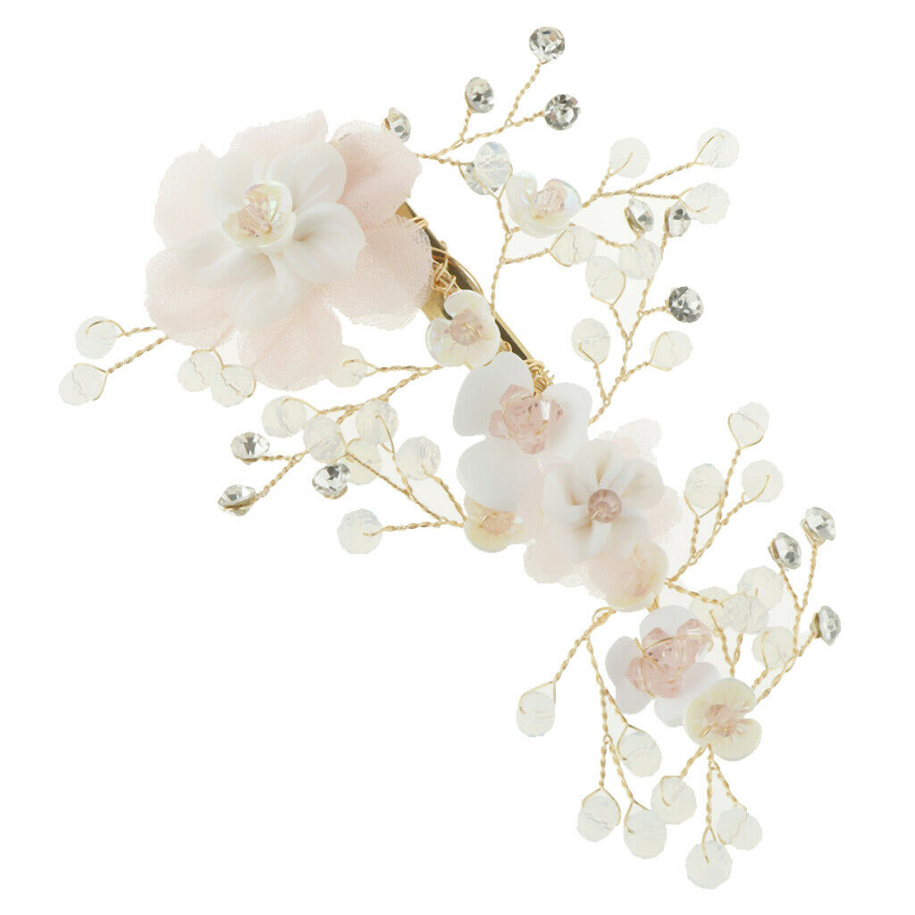Handmade Flower Manual Alloy Rhinestone Hairpin Women Golden Tiaras
