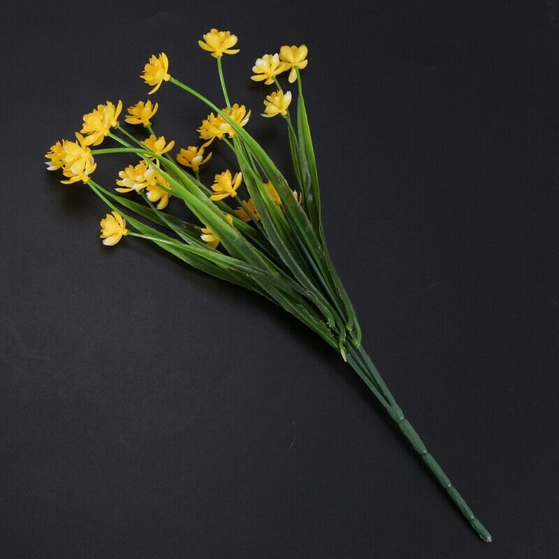 8Pcs Artificial Flowers Outdoor Uv Resistant Plants, 8 Branches Faux Plastic GE4