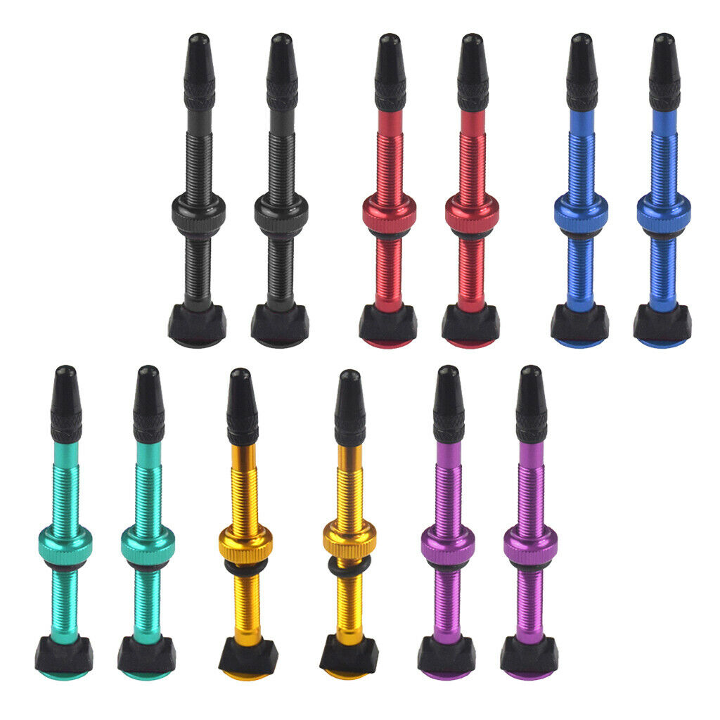 2X Bike Aluminum Alloy 60mm Tubeless Presta Valve Stem Kit Replacement Black