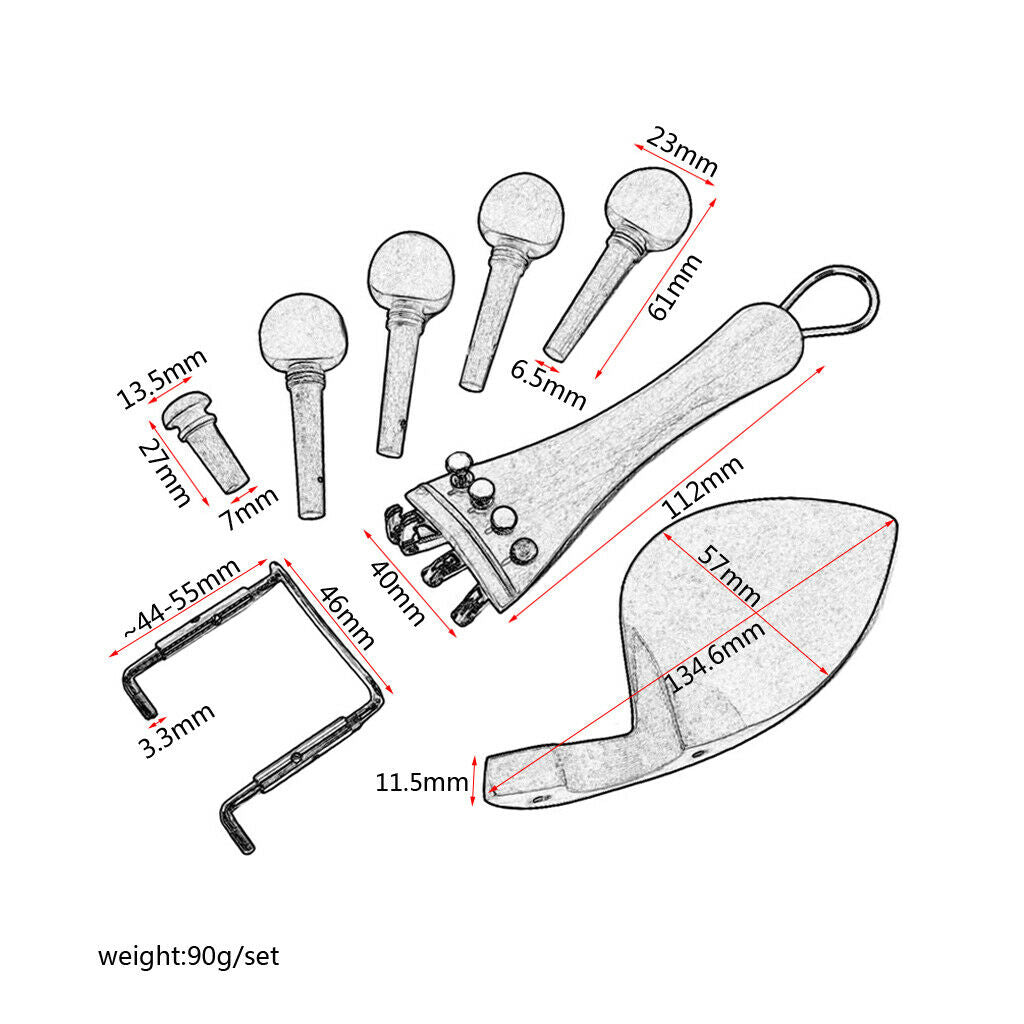 Jujube Violin DIY Chinrest Pins Unit Accessories Kit Exquisite Luthier Tools