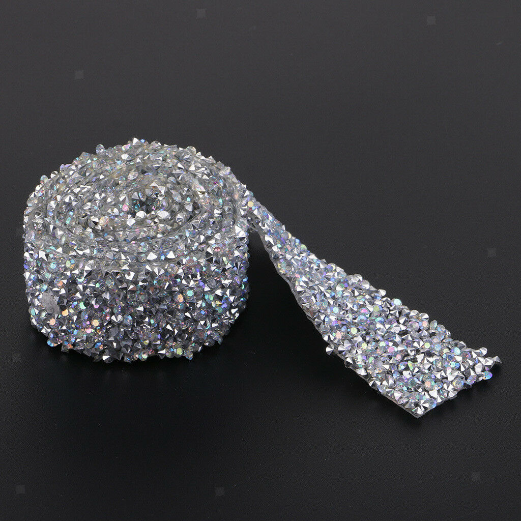 1 Yard Crystal Rhinestone Beaded Applique Trim Iron on Bridal Costume Crafts