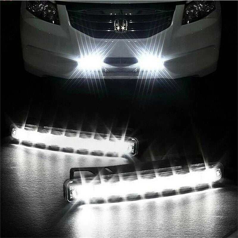 Car Light 8 LED DRL Fog Driving Daylight Daytime Running White Lamp BDAU