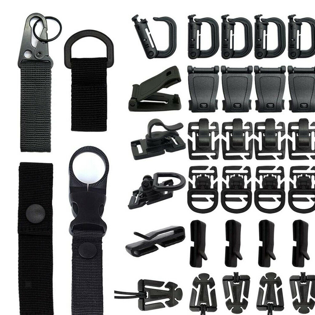 34Pcs Molle Attachments Molle Accessories Set D-Ring Clip Lock Molle Clips
