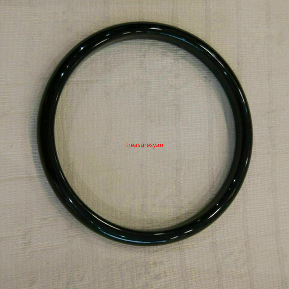 2pcs NEW 100% Chinese Black Jade Jadeite Bangle Bracelet Handmade 54-55MM