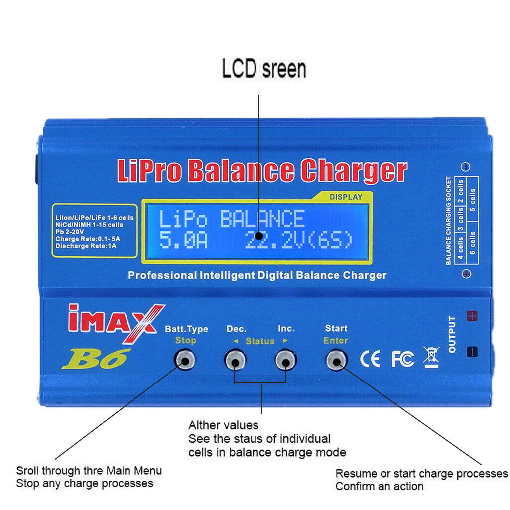 iMAX B6 Mini Lipo Balance Charger 50W DC11-18V for RC Aeromodelling Battery