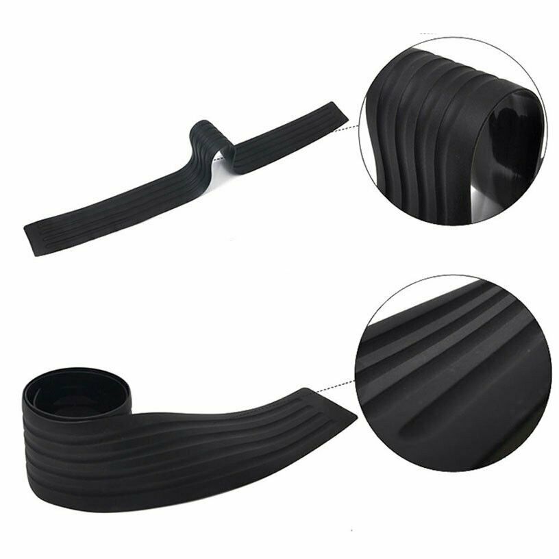 1X JDM Black Rear Rubber Bumper Guard Protector Flexible Adhesive Most Car Truck