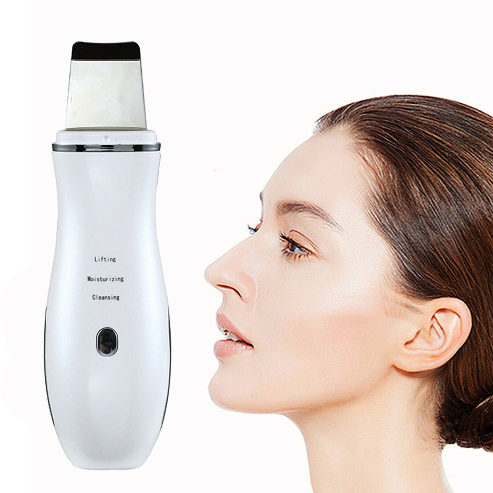 USB Ultrasonic Skin Scrubber Facial Spatula Device Blackhead Remover White