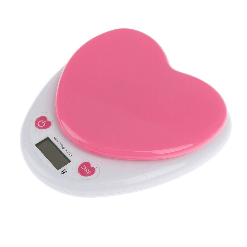 Digital Kitchen Scale LCD Monitor Auto Zero Auto Poweroff Solid Heart Shape BDA