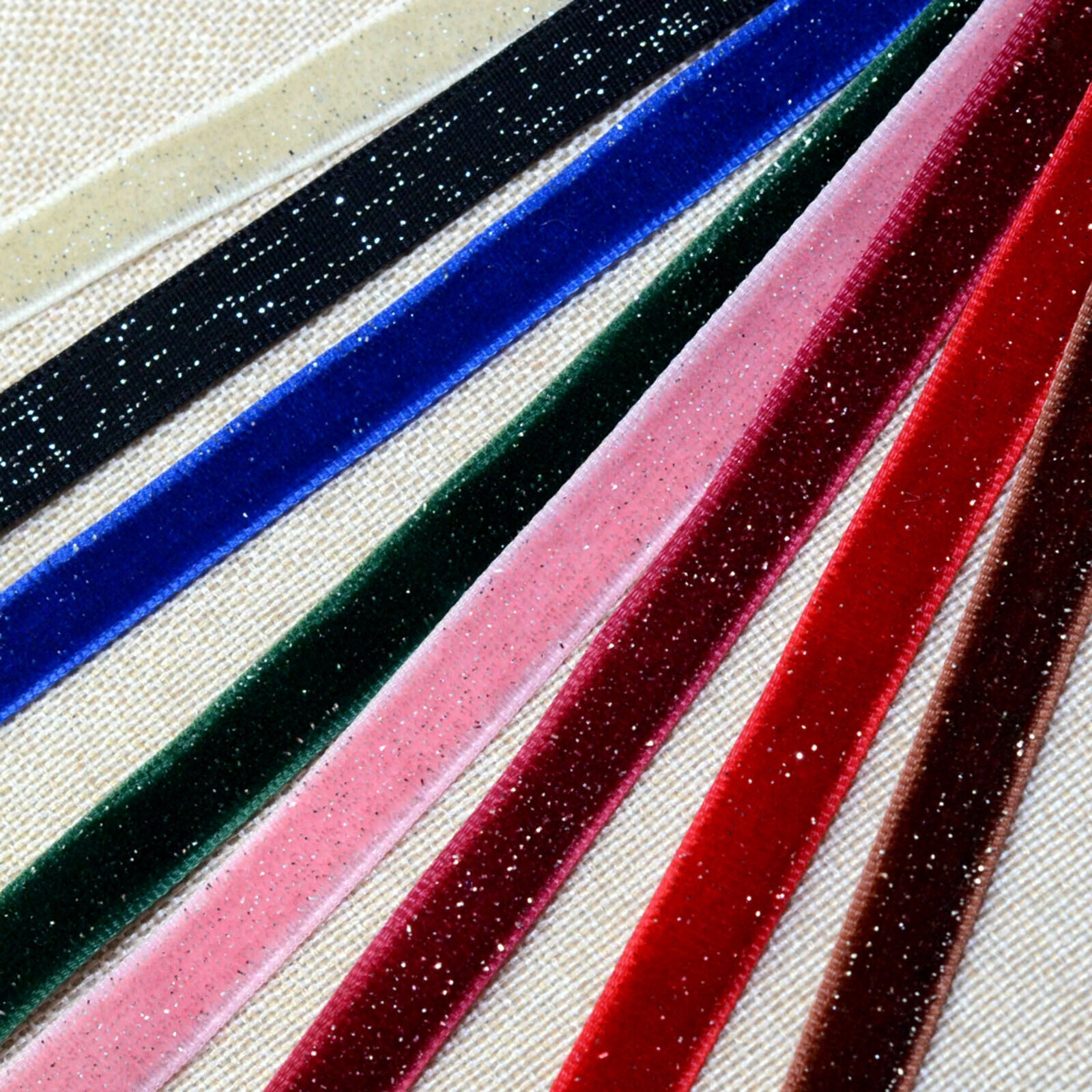 8x 9mm glitter velvet ribbon gift wrap headband hair bow DIY