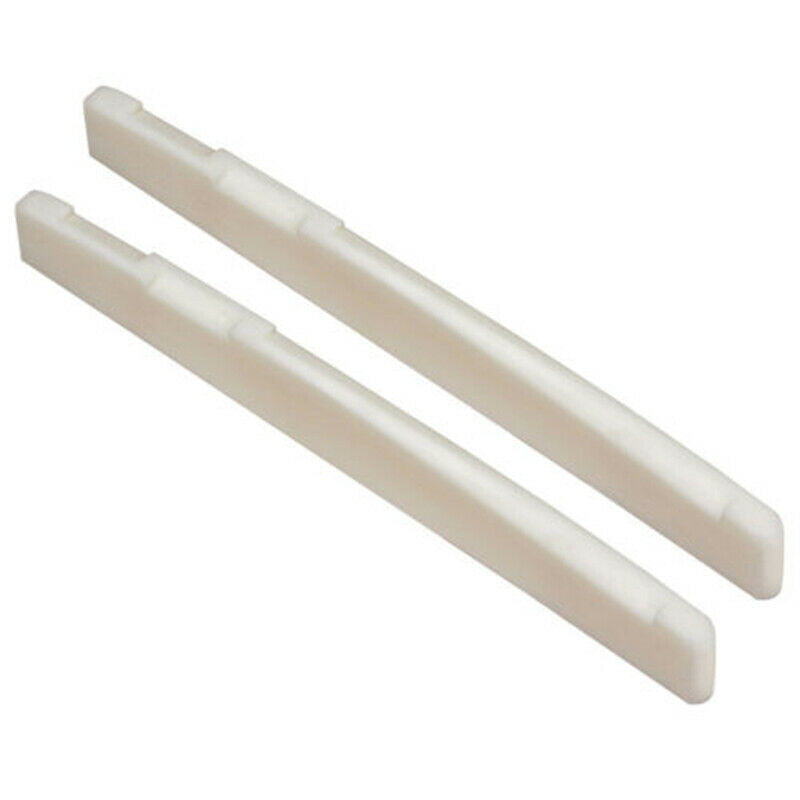 2 Sets 6-String Acoustic Guitar Bone Bridge Saddle And Nut Made Of Real Bone Kit