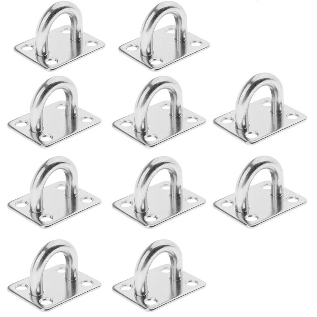 10 Pcs M5 Wall Ceiling Hook Stainless Steel Pad Eye Plate Marine Boat Rigging